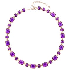 87,12 Karat Amethyst-Halskette aus 18 Karat Roségold mit Diamanten