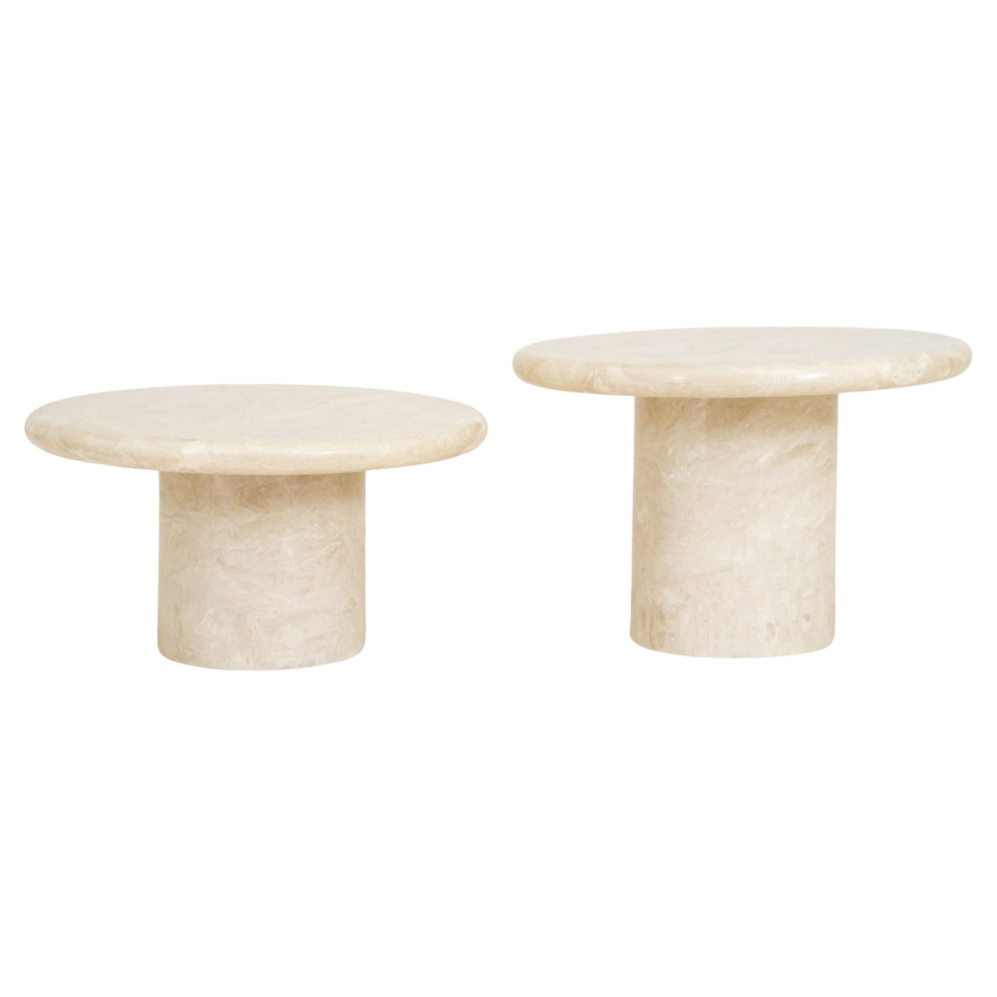 87187Two Onyx Pattered Round Occasional Tables For Sale