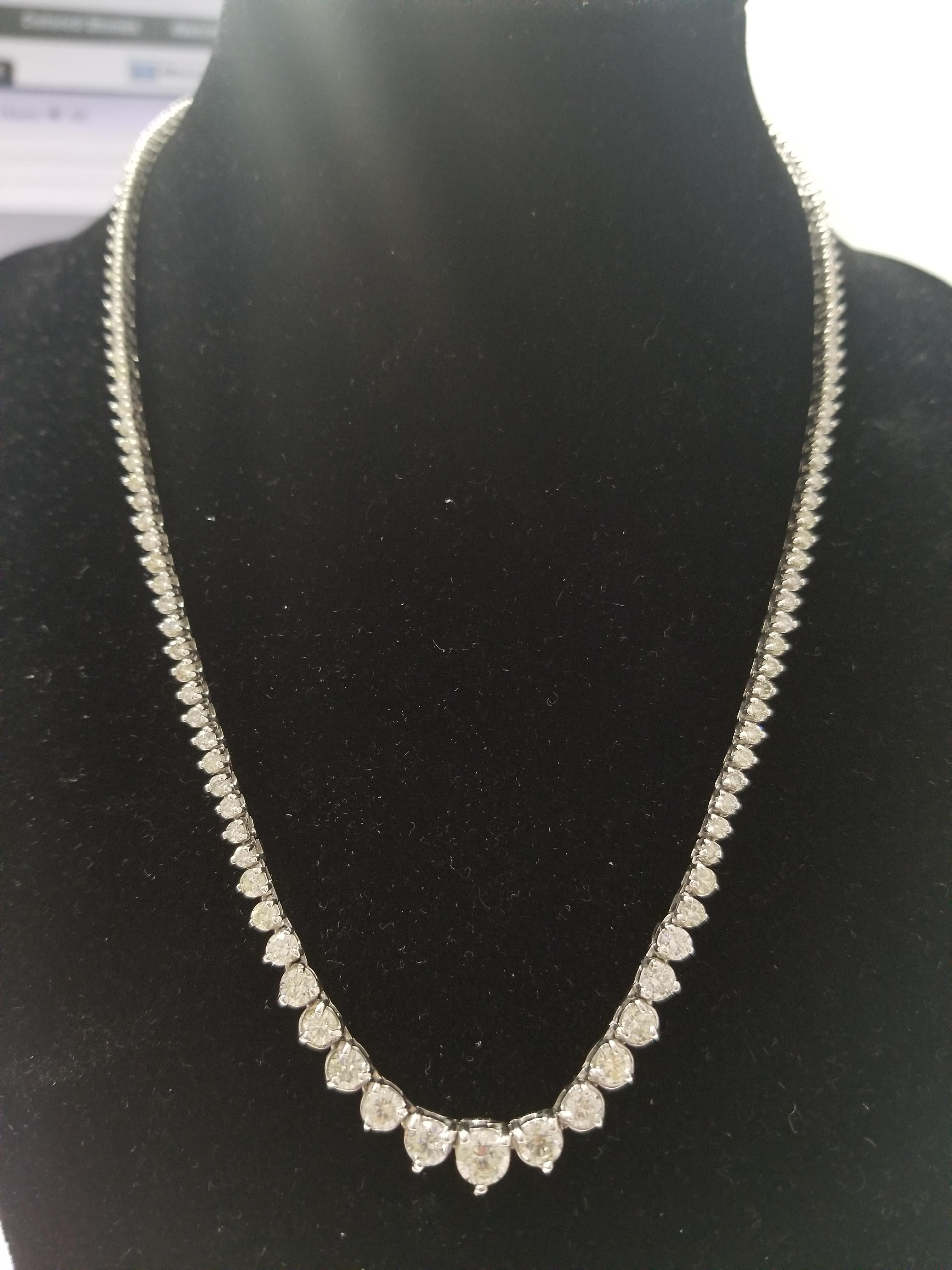 8.72 Carat Diamond White Gold RIVIERA Graduated Tennis Necklace In New Condition In Great Neck, NY