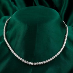 8.72 Carat SI Clarity HI Color Diamond Tennis Chain Necklace 18 Karat White Gold