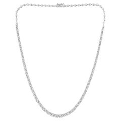 8.72 Carat SI Clarity HI Color Diamond Tennis Chain Necklace 18 Karat White Gold