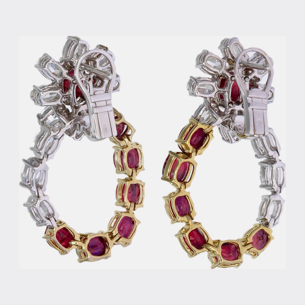 8,73 Karat No Heat Burma-Rubin und Diamant-Ohrringe aus 18 Karat Weißgold (Moderne) im Angebot