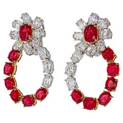 8,73 Karat No Heat Burma-Rubin und Diamant-Ohrringe aus 18 Karat Weißgold