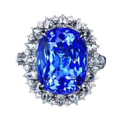8.73 Carat Tanzanite Diamond Ring 18 Karat White Gold