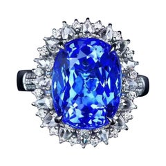 8.73 Carat Tanzanite Diamond Ring 18 Karat White Gold