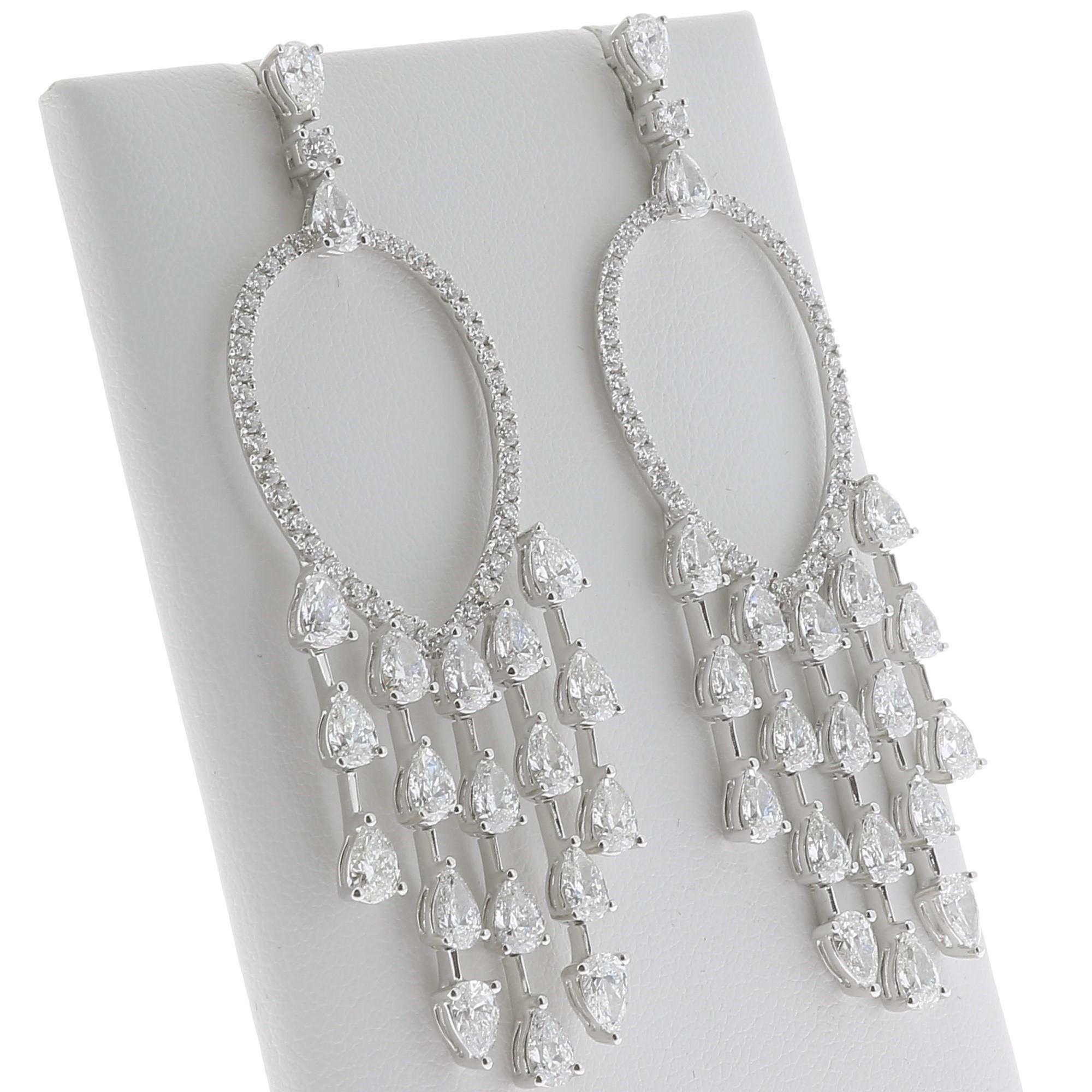 Contemporary 8.74 Carat Dream Catcher Carat Pear Diamonds Drop Earrings 18K White Gold For Sale