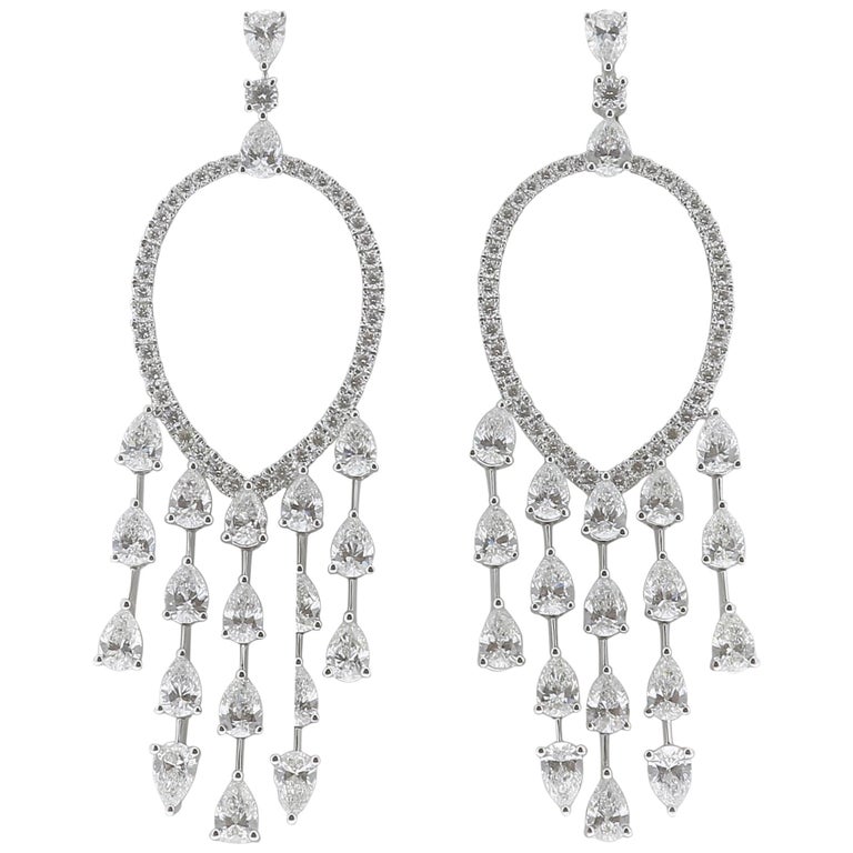 8.74 Carat Dream Catcher Carat Pear Diamonds Drop Earrings 18K White ...