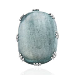 87.42 Carats Aquamarine and Diamond White Gold Cocktail Ring