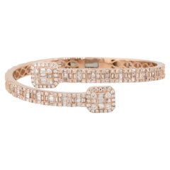 8.75 Carat Diamond Pave Open Cuff Bangle Bracelet 14 Karat in Stock