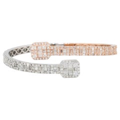 8.75 Carat Diamond Pave Open Cuff Bangle Bracelet 14 Karat in Stock