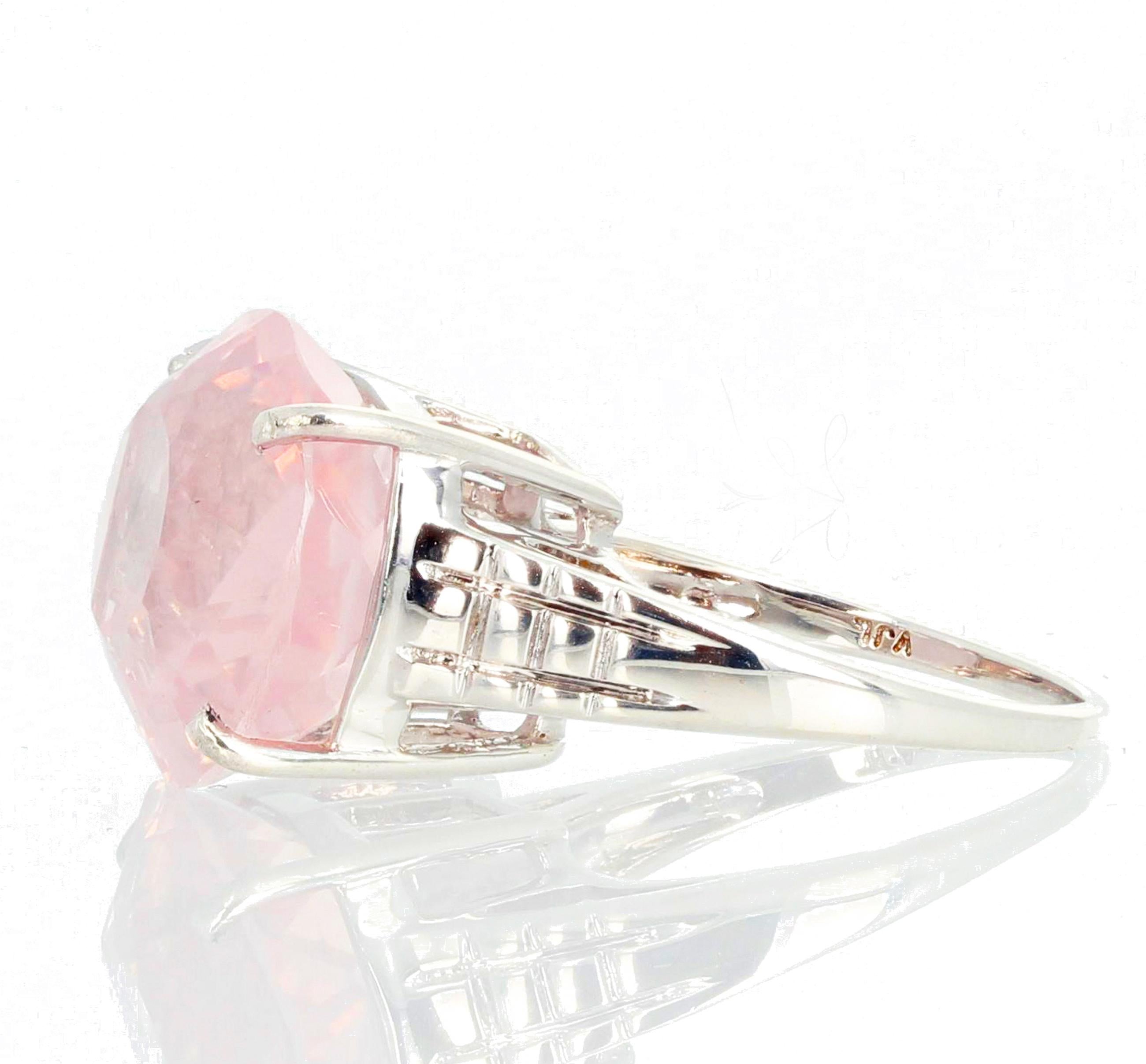 Women's Glittering 8.75 Carat Glowing Rose Quartz Ring