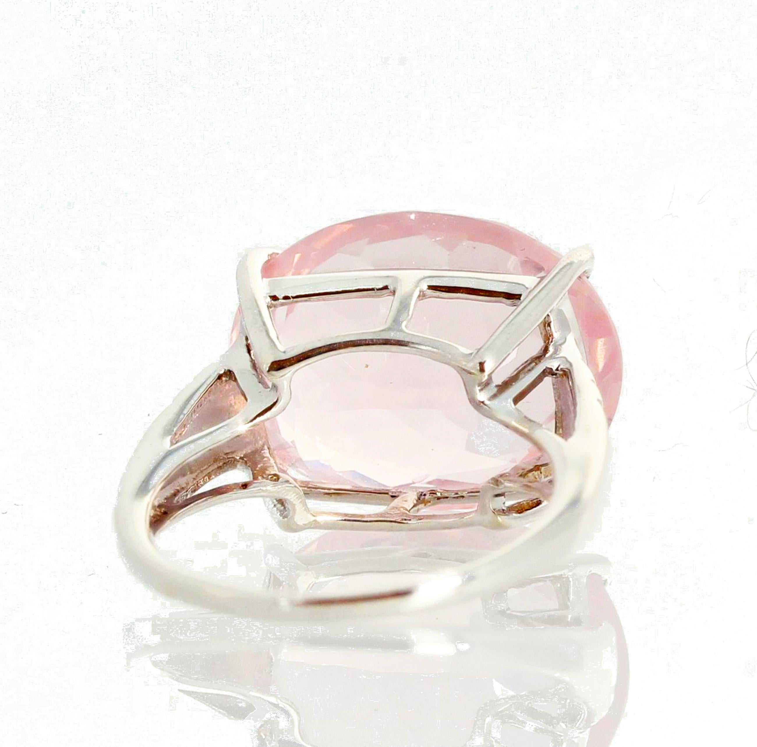 Glittering 8.75 Carat Glowing Rose Quartz Ring 1