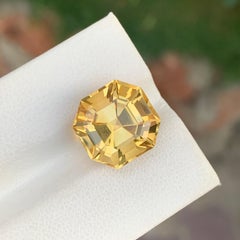 8.75 Carat Natural Faceted Yellow Citrine Hexagon Shape Gemstone
