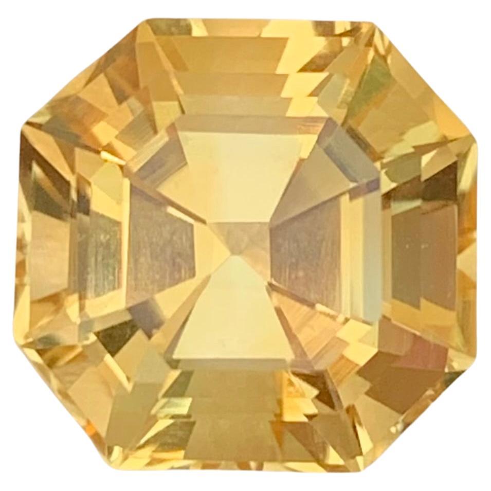 Pierre précieuse de forme hexagonale, citrine jaune naturelle facettée de 8,75 carats