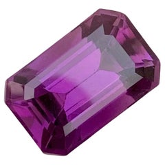 8.75 Carat Natural Loose Dark Purple Amethyst Emerald Shape Gem For Necklace 