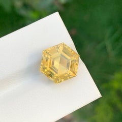 8.75 Carat Natural Loose Yellow Citrine Hexagon Shape Gemstone For Jewellery