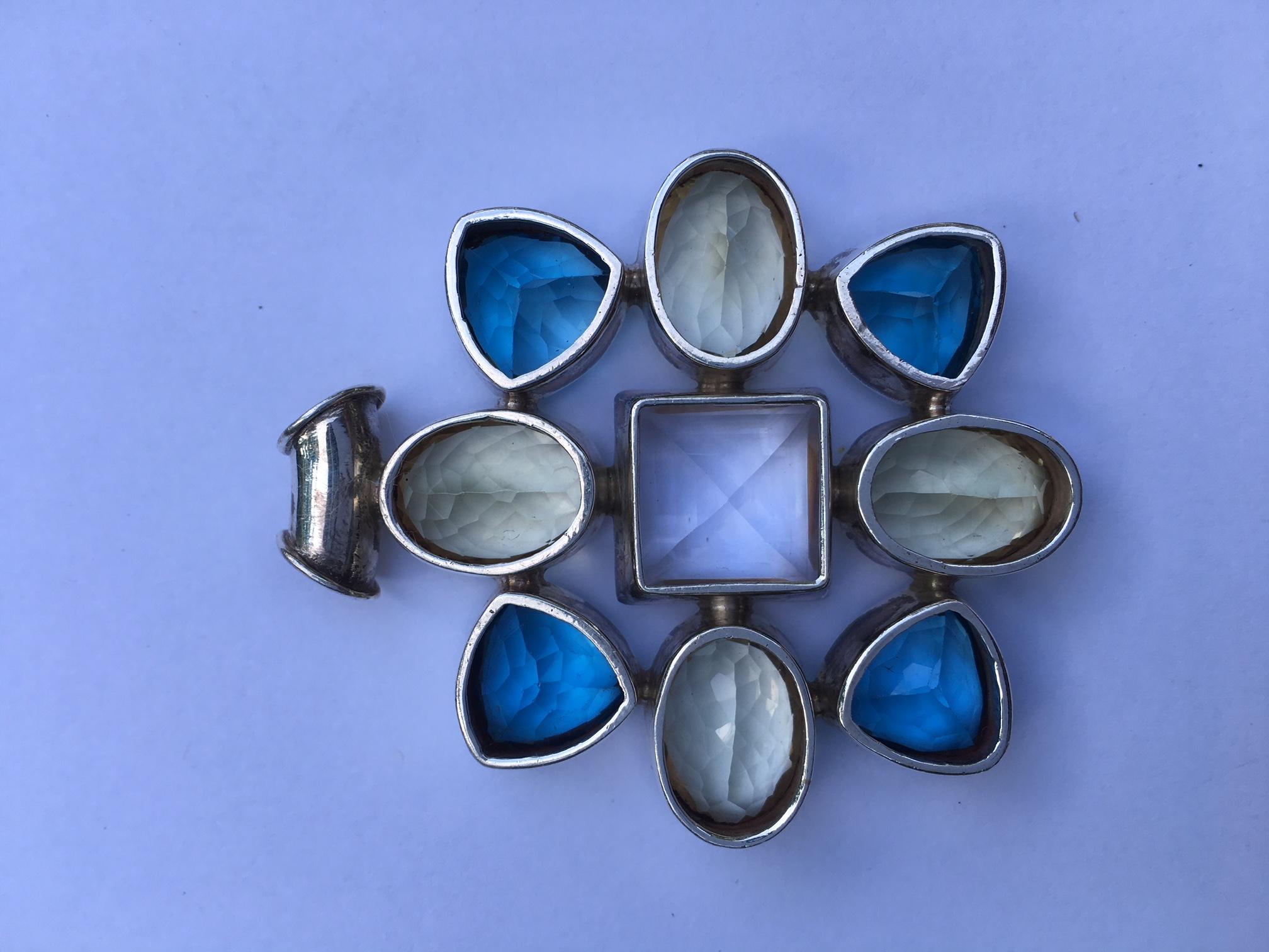 da uomo o donna Ciondolo con pietre semipreziose naturali da 87,5 carati incastonato in A. Silver in vendita