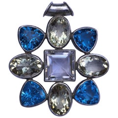 87.5 Carat Natural Semi Precious Stones Pendant Set in Sterling Silver