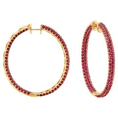 8.75 Carat Ruby Hoop Earrings in 18KT Rose Gold