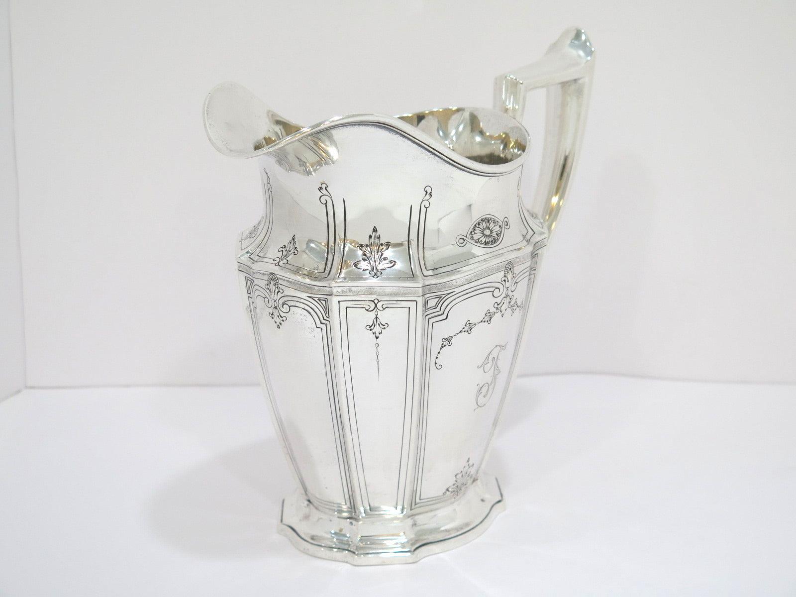 American 8.75 in - Sterling Silver Gorham Antique Floral Pitcher