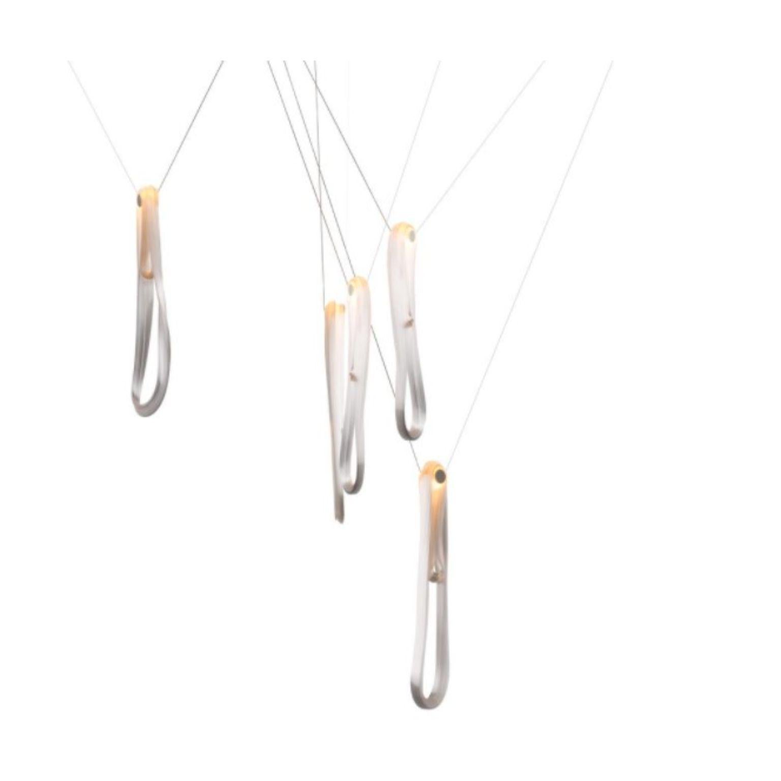 87.5 Pendant by Bocci
Dimensions: D 15.2 x H 300 cm
Materials: brushed nickel round canopy
Weight: 6.8 kg
Also Available in different dimensions.

All our lamps can be wired according to each country. If sold to the USA it will be wired for