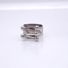 8.75 Vintage Sterling Silver Open Interlocking Statement Ring Band, 20th Century