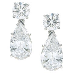 8.75ct Pear & Round Brilliant Diamond Pendant Earrings
