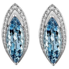 8.76 Carat Aquamarine Stud Earring in 18Karat White Gold with White Diamond.