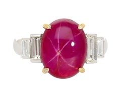 8.76 Carat Burma No Heat Star Ruby and Diamond Platinum Ring