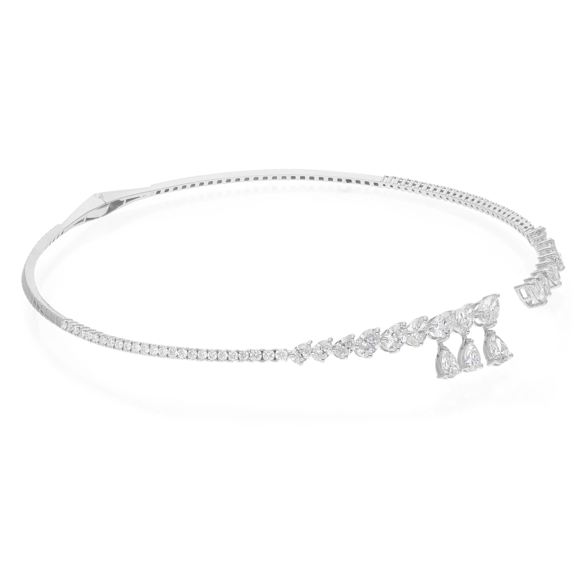 Modern 8.77 Carat Diamond Choker Necklace 14 Karat White Gold Handmade Fine Jewelry For Sale