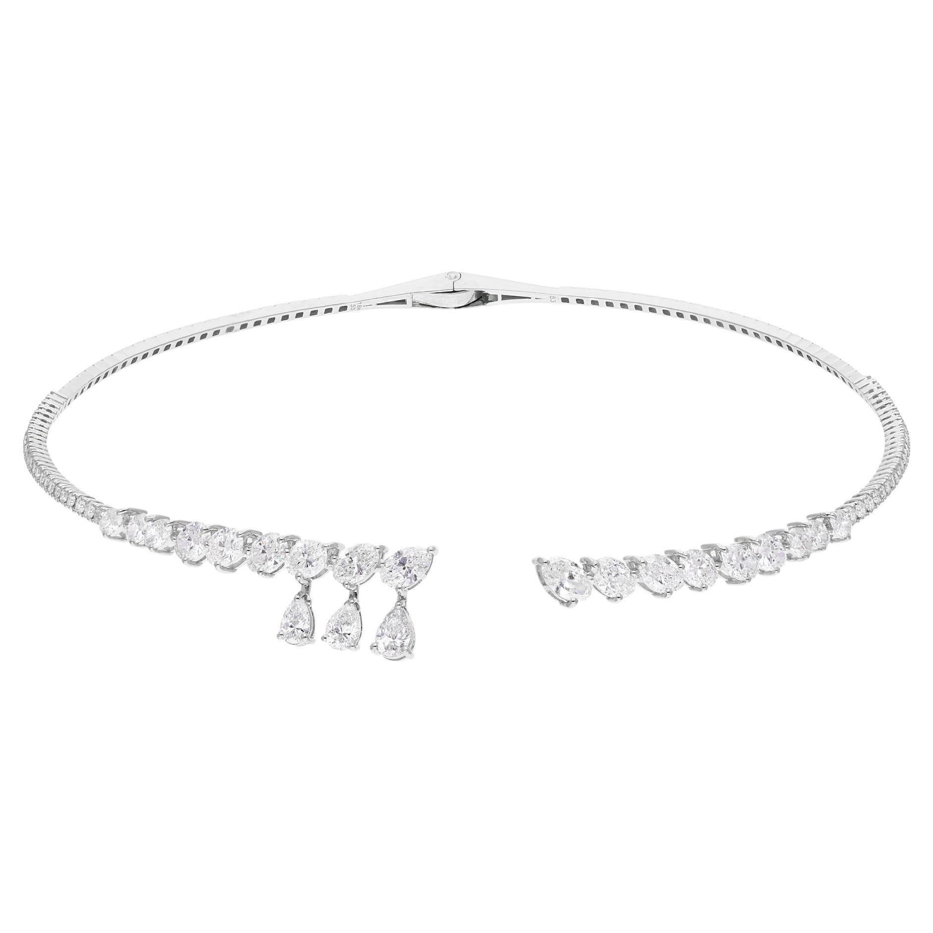 8.77 Carat Diamond Choker Necklace 14 Karat White Gold Handmade Fine Jewelry