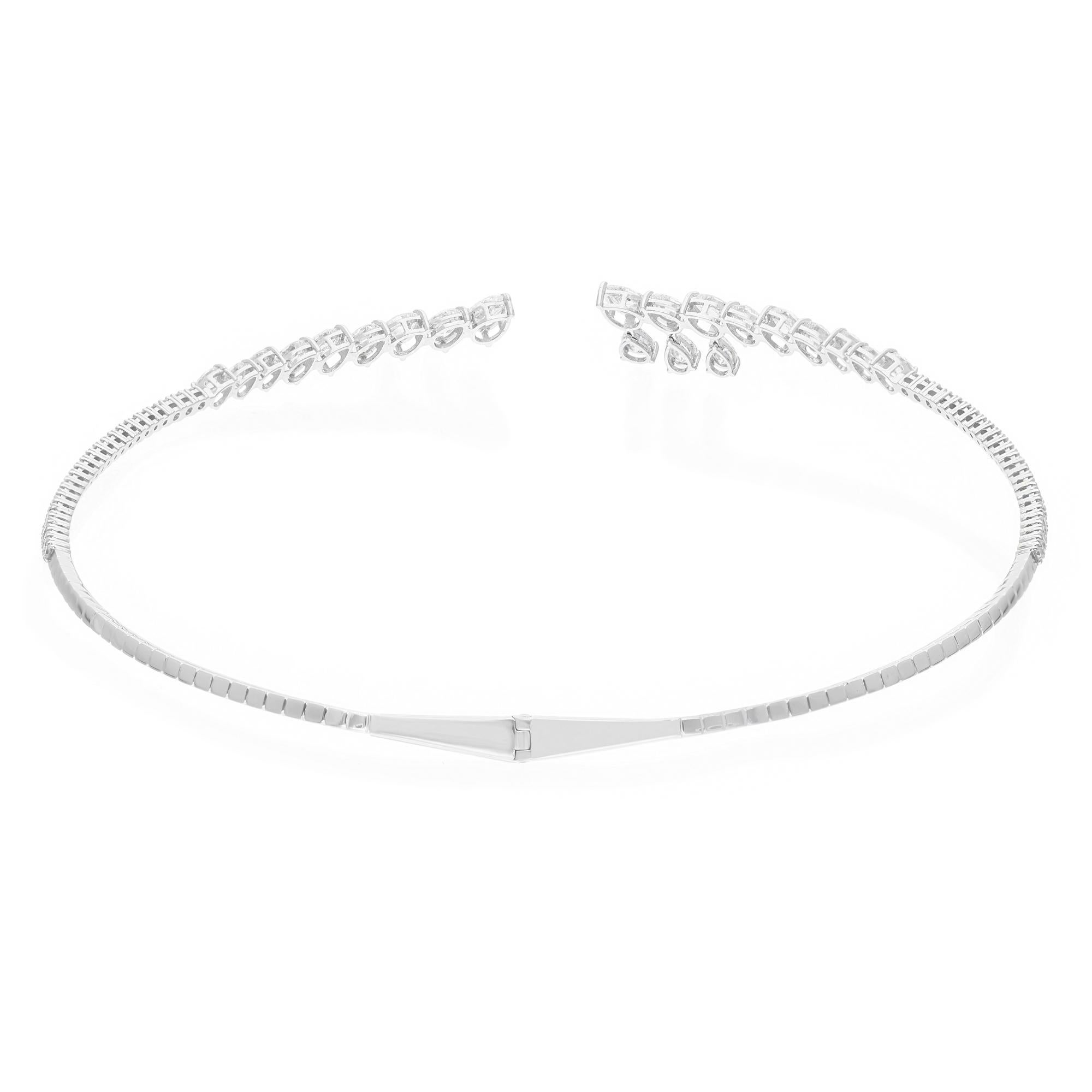 Moderno 8,77 Carati SI/H Collana a girocollo aperta con diamanti in oro bianco 14 carati Gioielli di pregio in vendita