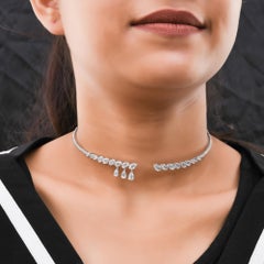 8.77 Carat SI/H Diamond Open Choker Necklace 18 Karat White Gold Fine Jewelry