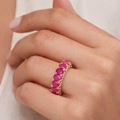 8.77 Ruby Diamond 14 Karat Rose Gold Eternity Ring