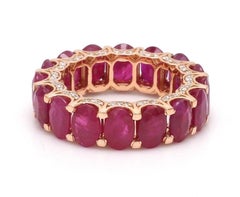 8.77 Ruby Diamond 14 Karat Rose Gold Eternity Ring