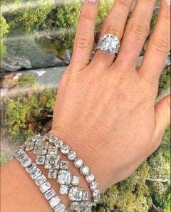 87.70 Carat GIA Certified Asscher Cut Diamond Platinum Bracelet