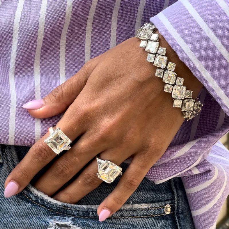 87,70 Karat GIA-zertifiziertes Platinarmband mit Diamanten im Asscher-Schliff im Angebot 2