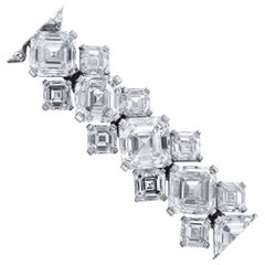 Pulsera de platino con diamantes talla Asscher certificados por GIA de 87,70 quilates