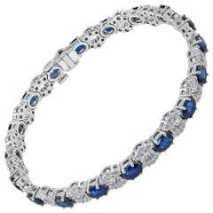 8.78 Carat Sapphire and Diamond White Gold Bracelet