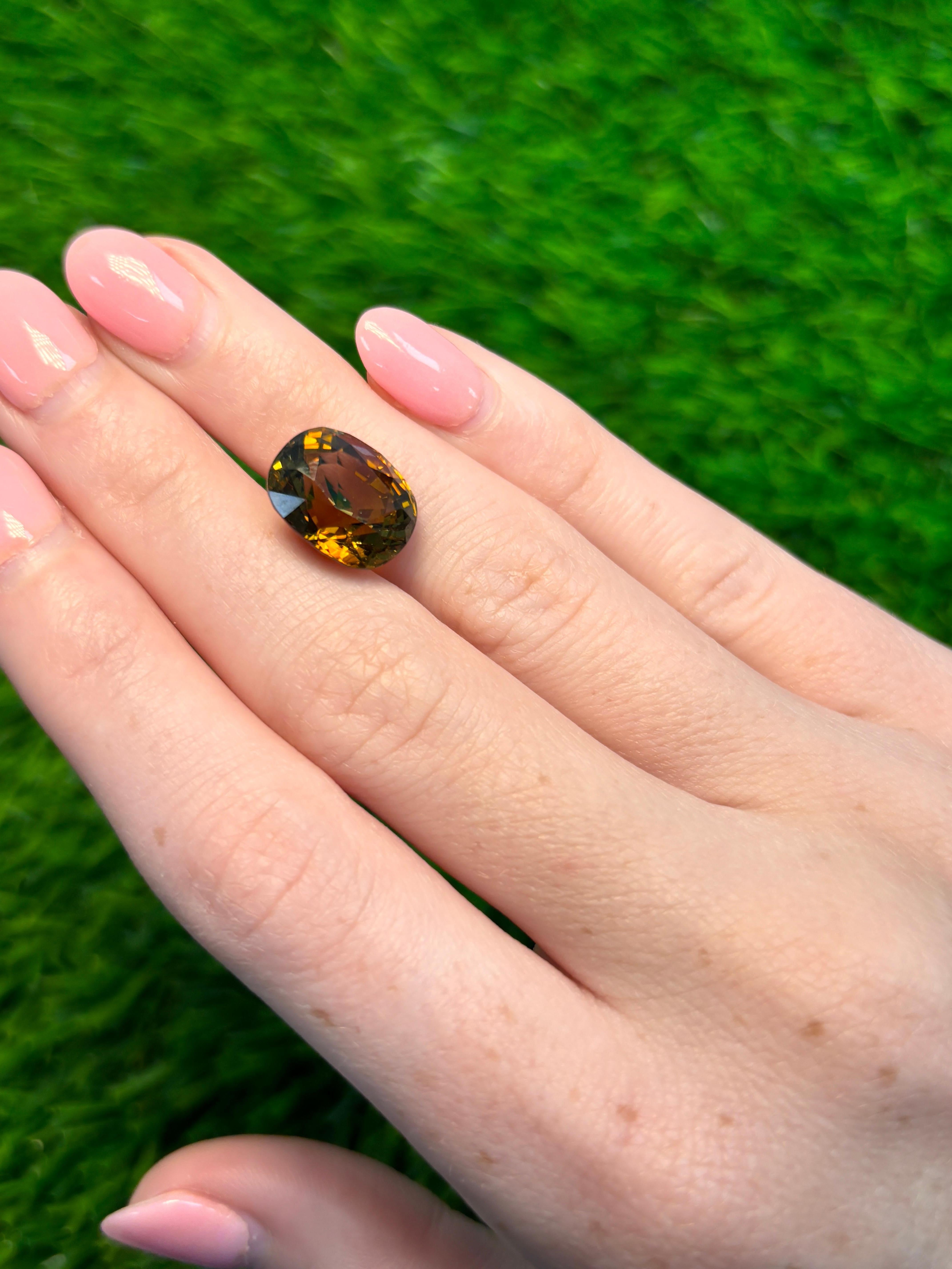 Questa squisita bellezza marrone ricco e scintillante mostra una tonalità profonda e lussuosa con una brillantezza e una chiarezza eccezionali. Sfaccettata con cura per esaltare i suoi toni caldi e il suo fuoco interno, questa gemma è un pezzo forte