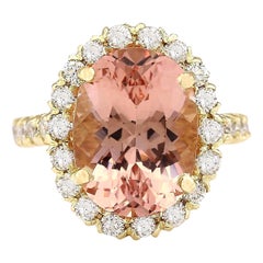 Natural Morganite Diamond Ring In 14 Karat Yellow Gold 