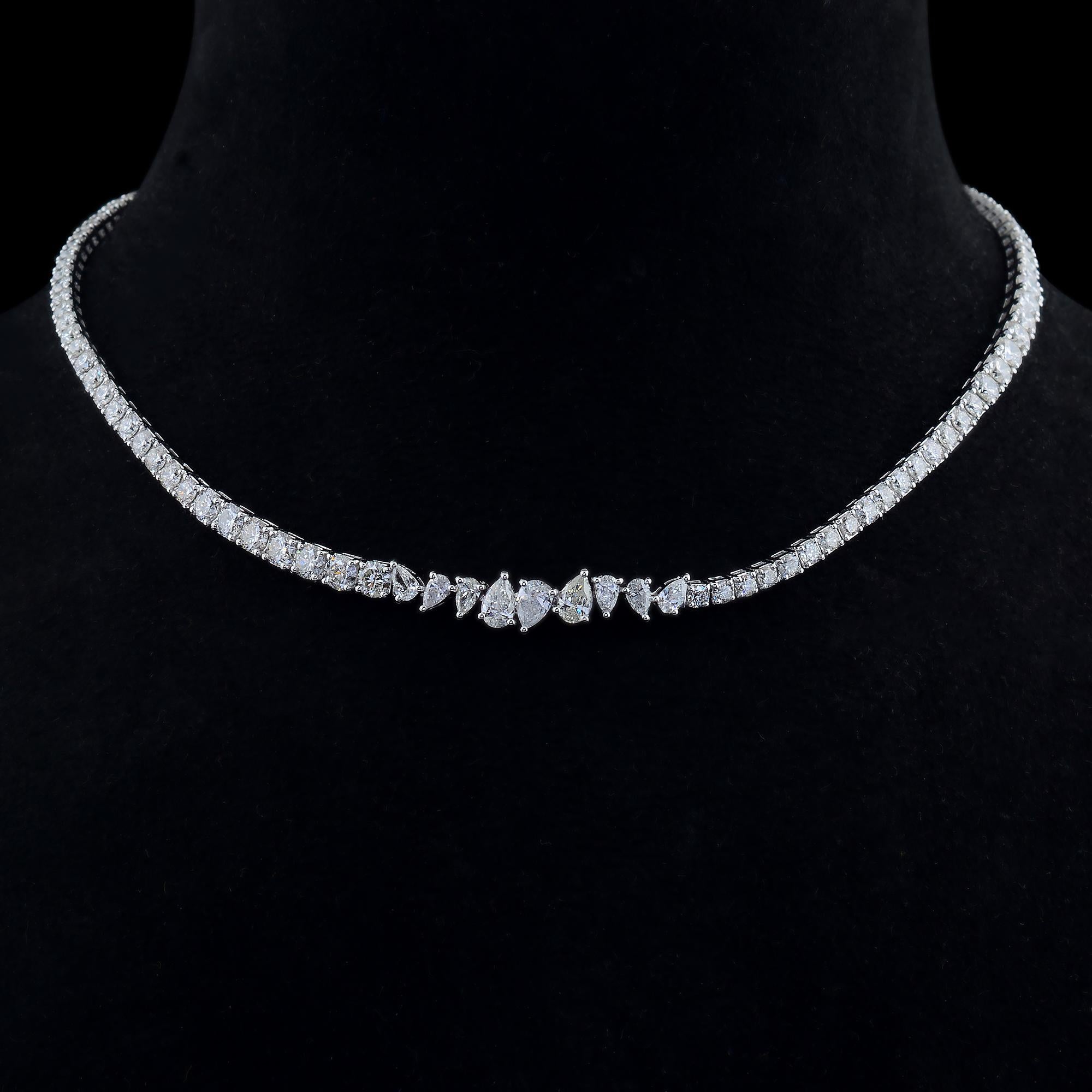8,7 Karat SI Reinheit HI Farbe Birne Rund Diamant Halskette 14k Weißgold (Moderne) im Angebot