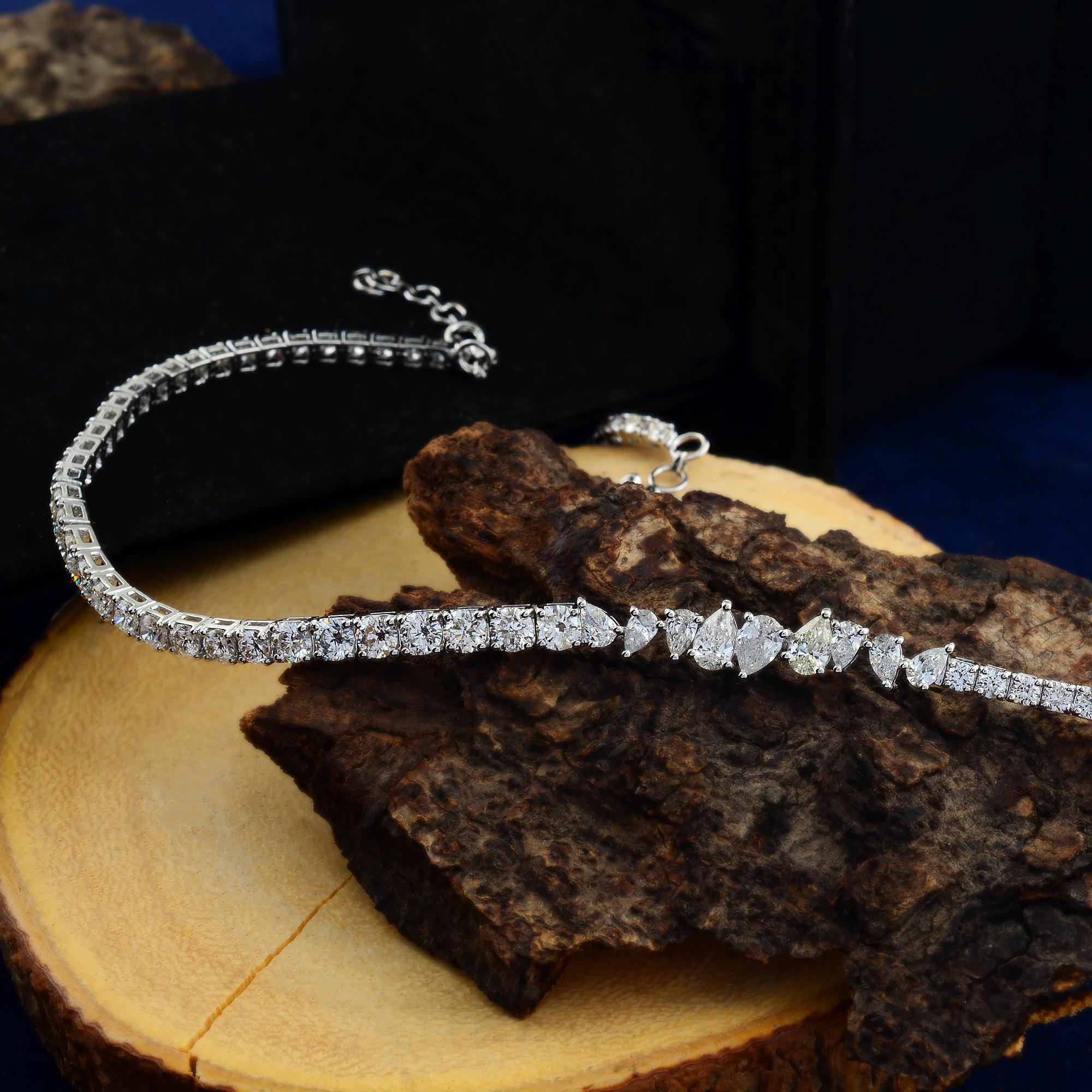 De las mujeres 8.7Ct SI Claridad HI Color Diamante Redondo Pera Collar Gargantilla Oro Blanco 18 Kilates en venta