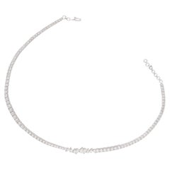8.7Ct SI Clarity HI Color Pear Round Diamond Choker Necklace 18 Karat White Gold