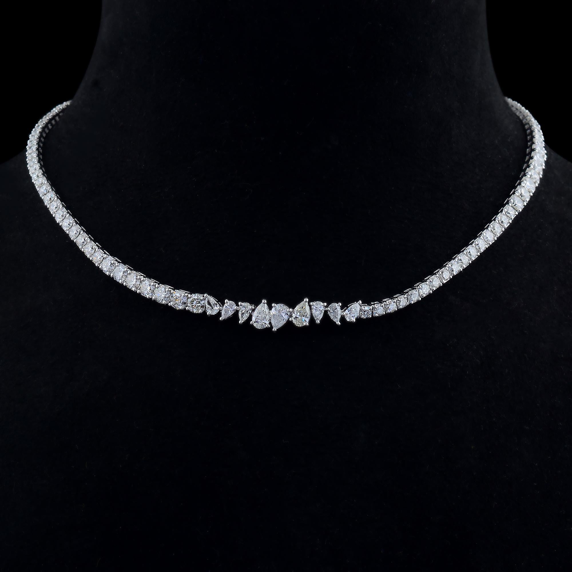 Spectrum Jewels SI/H Natural 8.7 Ct Diamond 18 Karat White Gold Chain Necklace In New Condition For Sale In Diera, Dubai