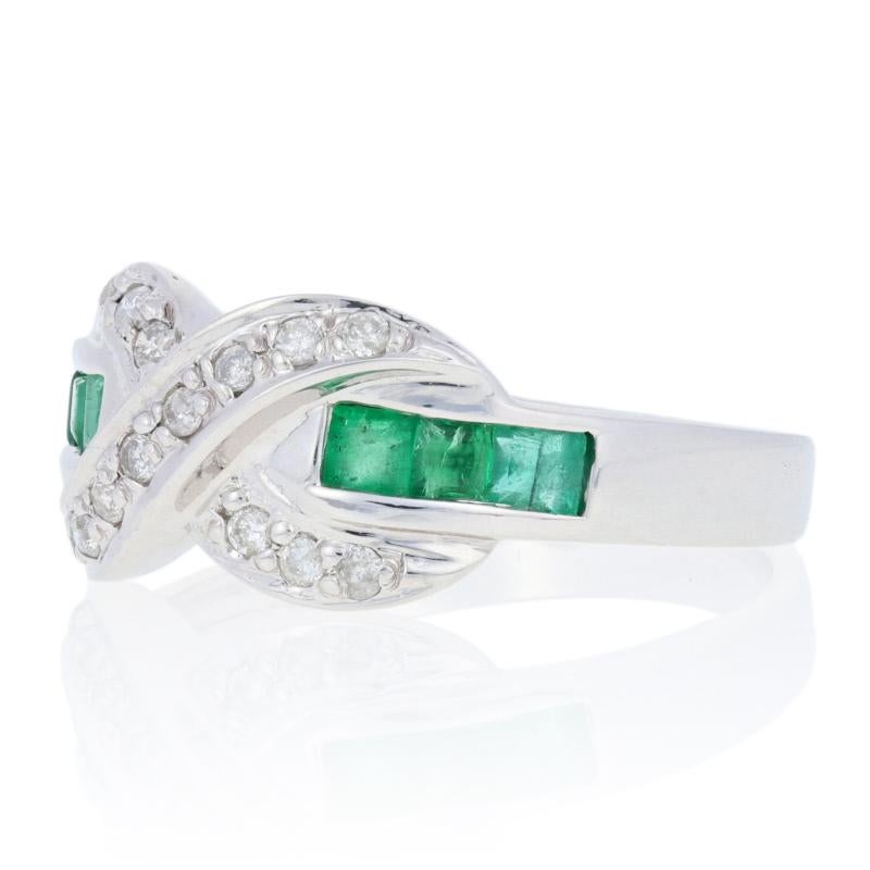 .87ctw Square Cut Emerald & Diamond Ring, 14k White Gold 3