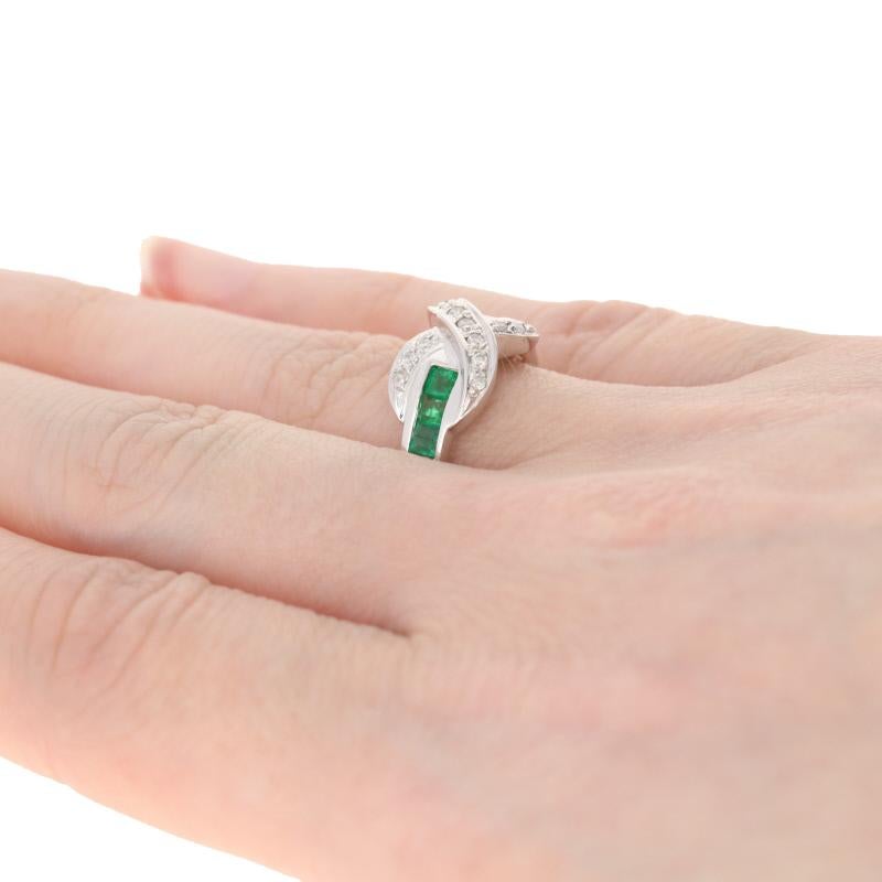 .87ctw Square Cut Emerald & Diamond Ring, 14k White Gold 4