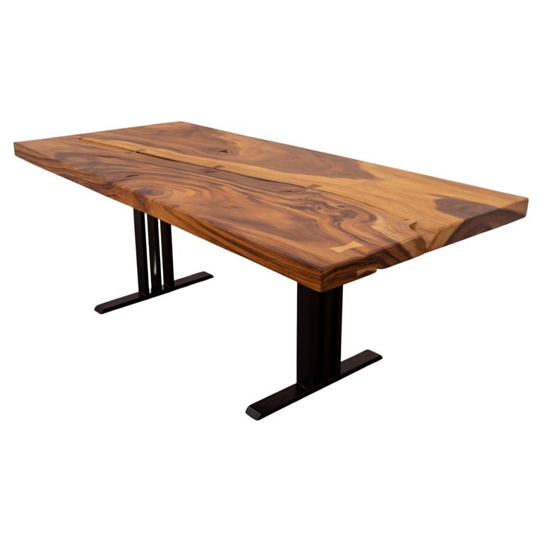 Natural Siam Walnut/Acacia Slab Dining/Conference Table on Metal Legs For  Sale at 1stDibs | legs for slab table