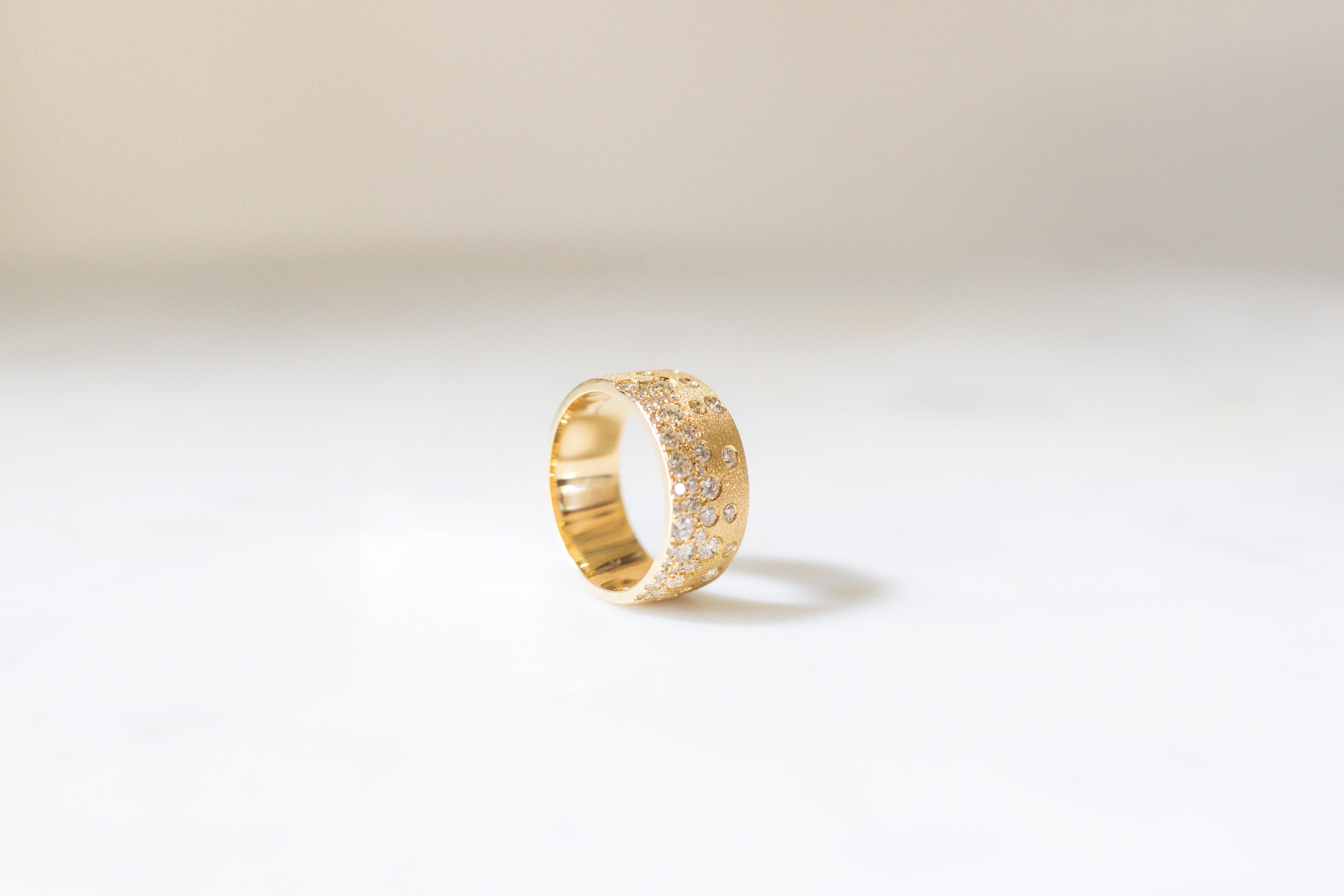 For Sale:  8.7MM Diamond Confetti Ring in 14K Yellow Gold 5