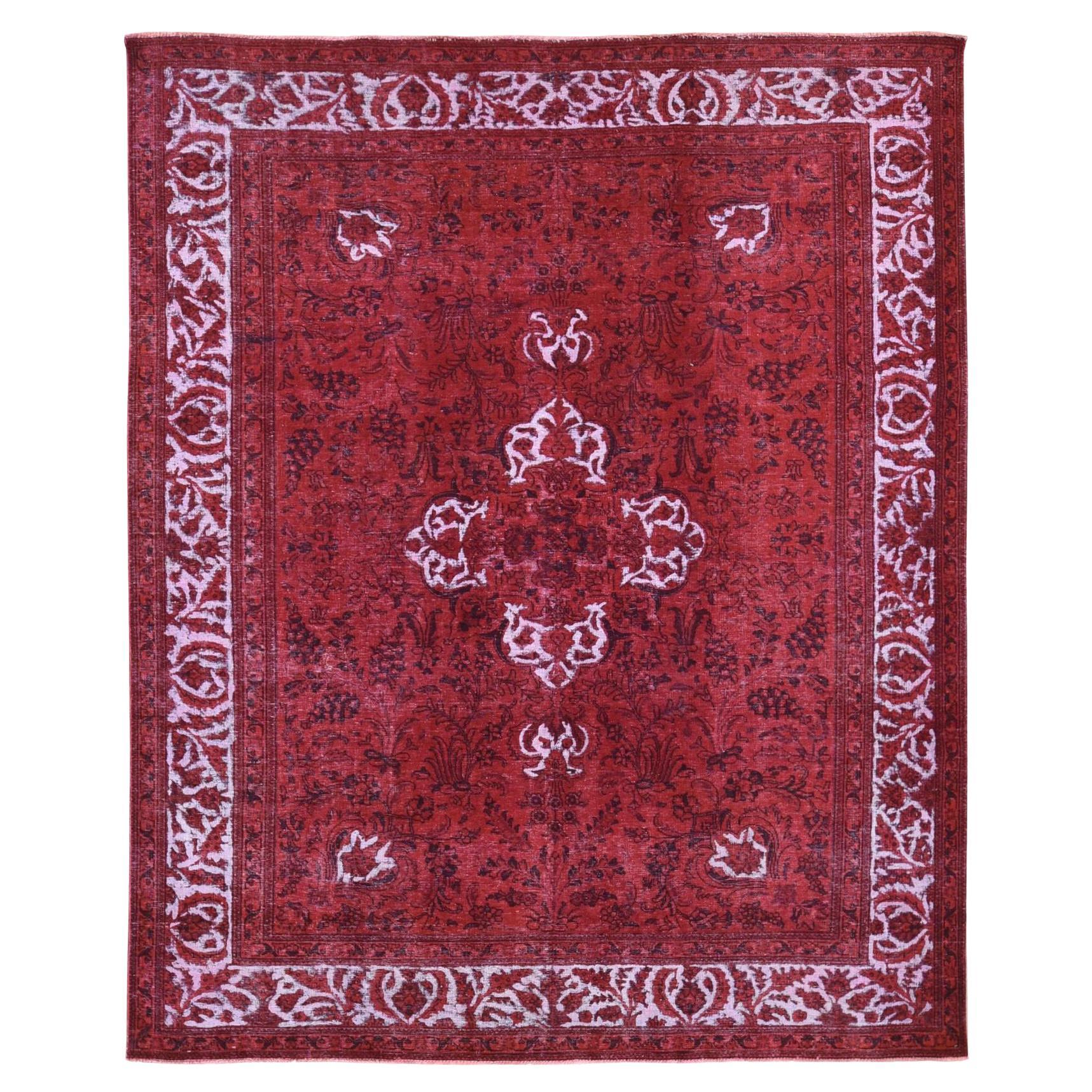 8'7 "x10'8" Rouge surteint, Pure Laine Persane Tabriz, Hi-low Hand Knots Rugs, Tapis